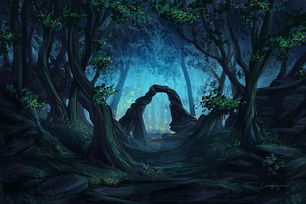 Fantasy Canvas Prints - The Blue Forest Canvas Print by Cassiopeia Art