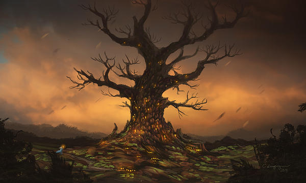 Fantasy Canvas Prints - The Tree Canvas Print by Cassiopeia Art