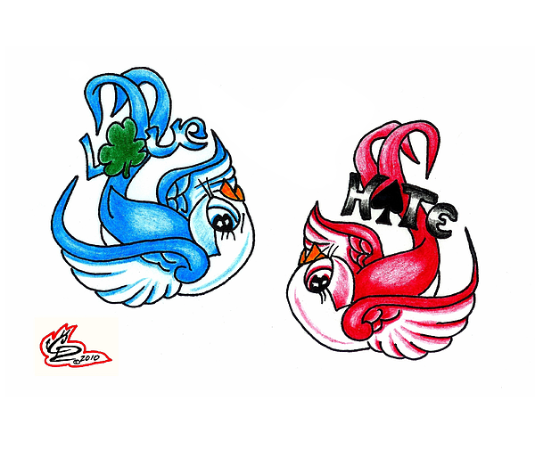 Love Hate Drawing - Love Hate