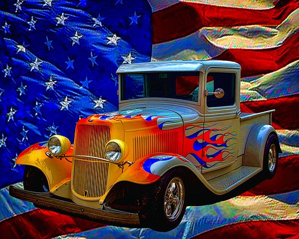 1931 Ford Flaming Custom Pickup Truck Photograph 1931 Ford Flaming Custom