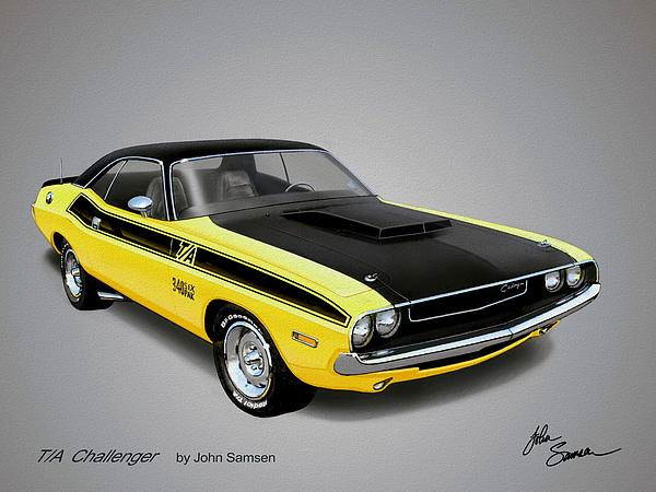 1970 CHALLENGER TA muscle car sketch rendering Greeting Card