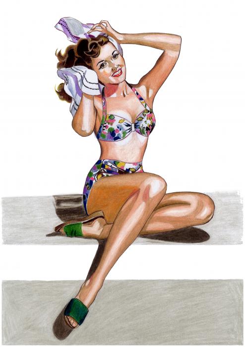 50s Pin Up Painting - 50s Pin Up Fine Art Print