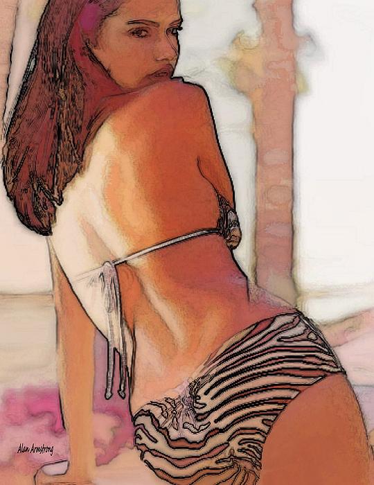 Adriana Lima Beach Tiger Greeting Card