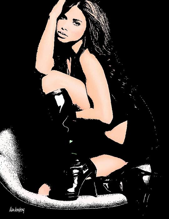 Adriana Lima Black Boots Greeting Card