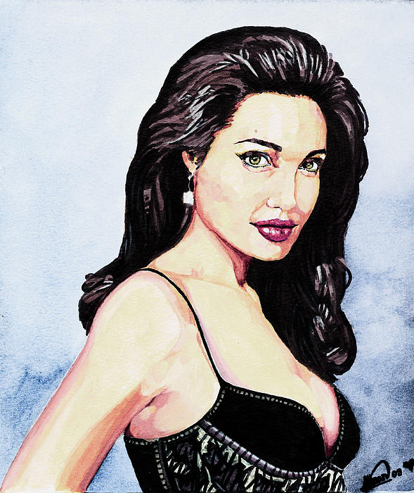 Angelina Jolie Portrait Painting  - Angelina Jolie  Portrait Fine Art Print