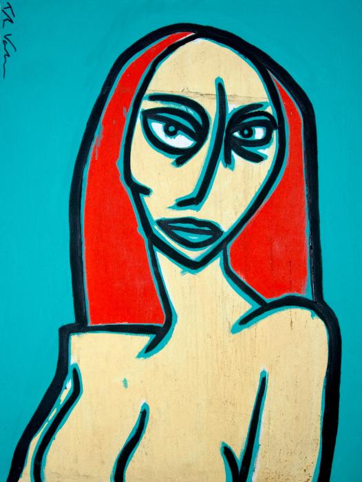 Angry Jen Painting by Thomas Valentine. Tags: oil paintings, nude paintings, 