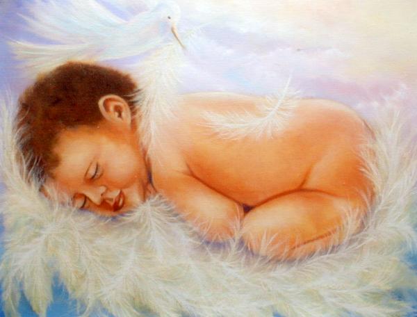 Baby Angel Feathers Greeting Card