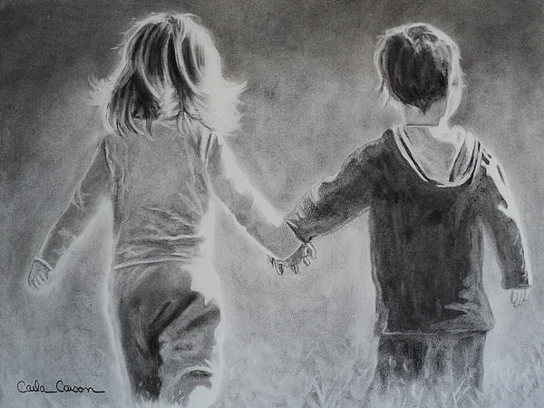  kids drawings, holding hands drawings, boy & girl drawings, 