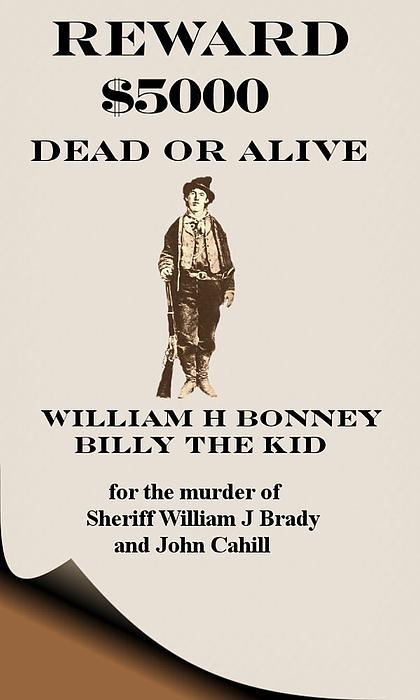 original billy the kid wanted poster. Billy the Kid Poster Digital