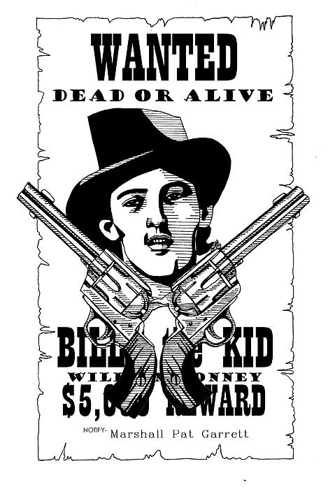 billy the kid wanted poster. Billy the Kid Drawing - Billy