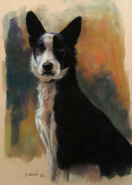 Black And White Dog Painting by Gerard Mineo