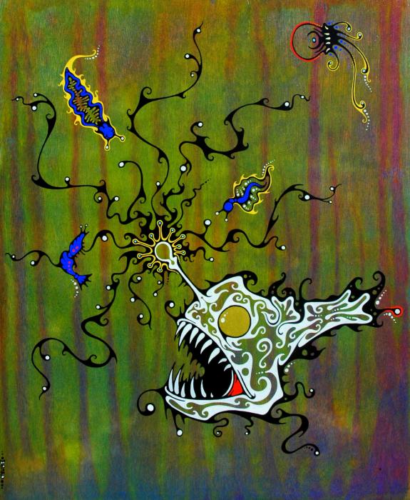 Black Devil Angler Fish Painting - Black Devil Angler Fish Fine Art Print