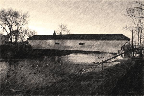 Covered Bridge Elizabethton Tennessee c. 1882 sepia Photograph - Covered 