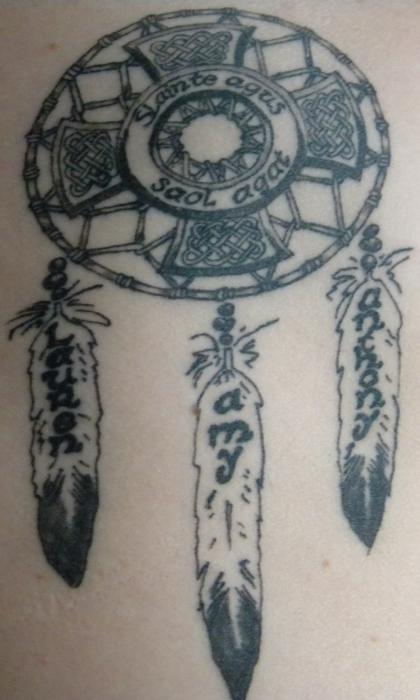 Dreamcatcher and Celtic Cross Drawing by Eric Barich