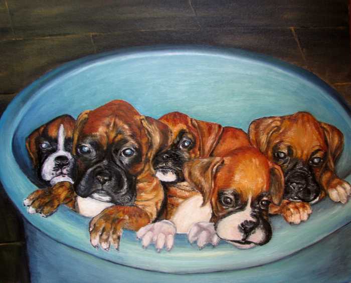 Funny Puppies orginal oil painting Painting - Funny Puppies orginal oil 