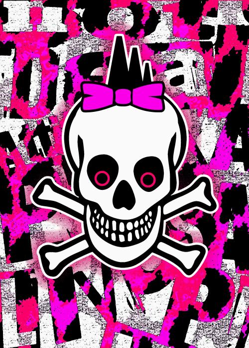 Girly Punk Skull Greeting Card