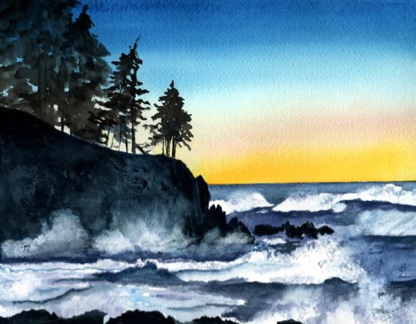 alaska paintings, landscape paintings, seascape paintings, watercolor 