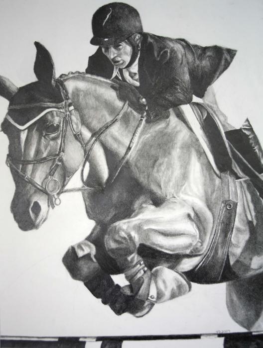 Horse and Jockey Drawing - Horse and Jockey Fine Art Print