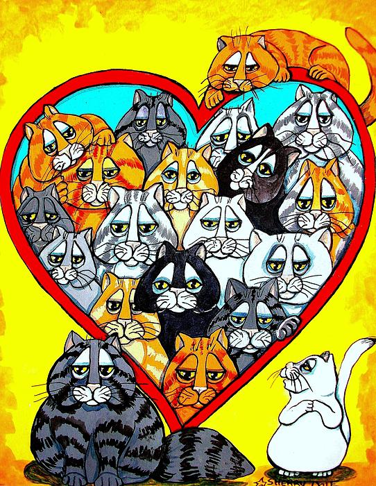 kitties in love. I Love Cats Painting - I Love
