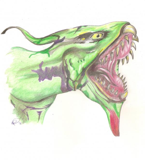 Ikran Banshee - tattoo color workup Drawing by Holly Paino