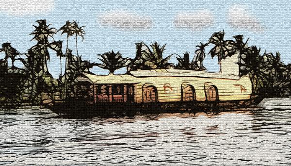 houseboats in kerala. Kerala House Boat Painting