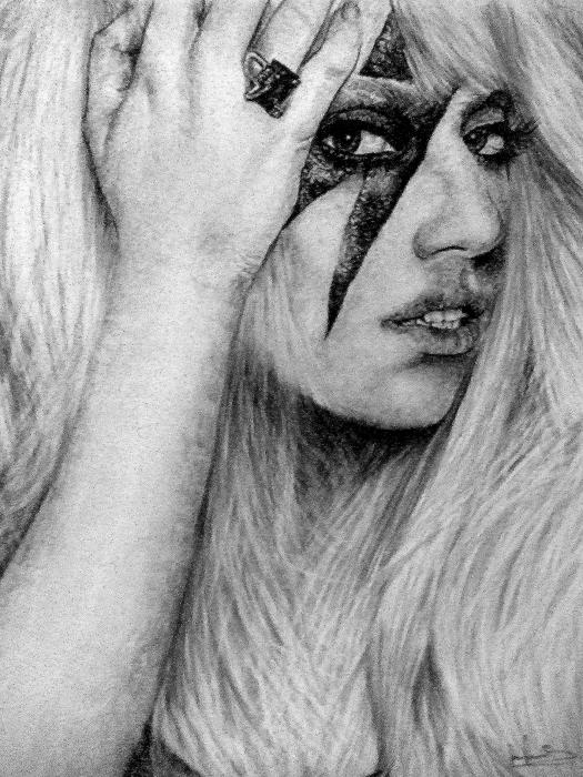 Lady Gaga Drawing by Sean Leonard. Tags: lady gaga drawings, music drawings, 