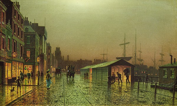 Liverpool Docks Painting by John Atkinson Grimshaw. Tags: