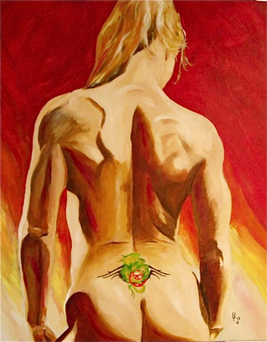 New Tattoo Painting by Herschel Fall. Tags: nude paintings, nude canvas 