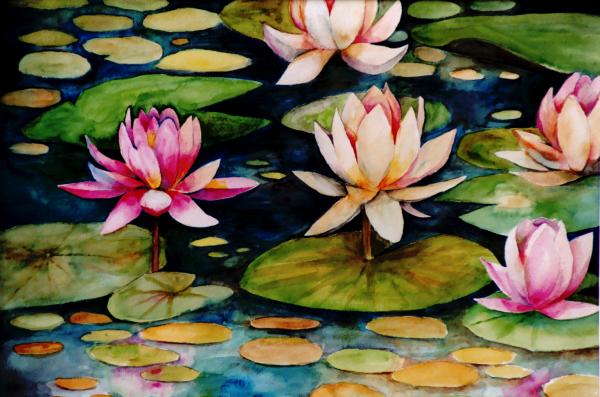 On Lily Pond Painting - On Lily Pond Fine Art Print