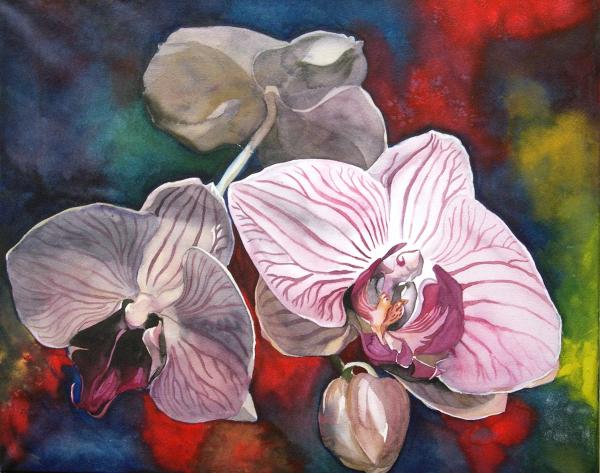 Orchid With Red Painting  - Orchid With Red Fine Art Print
