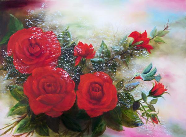 Pictures Of Red Roses. Red Roses Painting - Red Roses