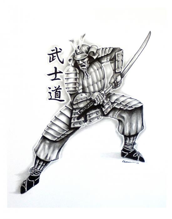 Samurai Tattoo Design 2 Drawing by Kyle Adamache. Tags: pencil drawings 