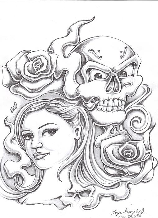 Skull And Roses Greeting Card