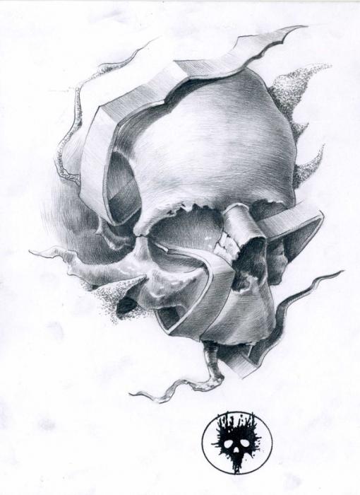 skull tattoo pencil mechanical drawing fantasy dark sketch drawings