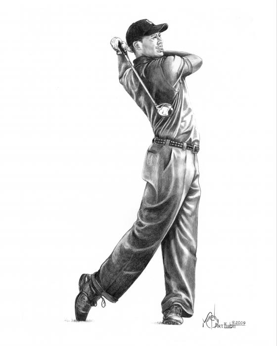 tiger woods swing. Tiger Woods Full Swing Drawing