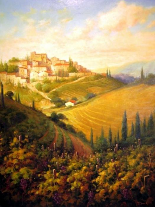 vineyard tuscany italy autumn fall paintings