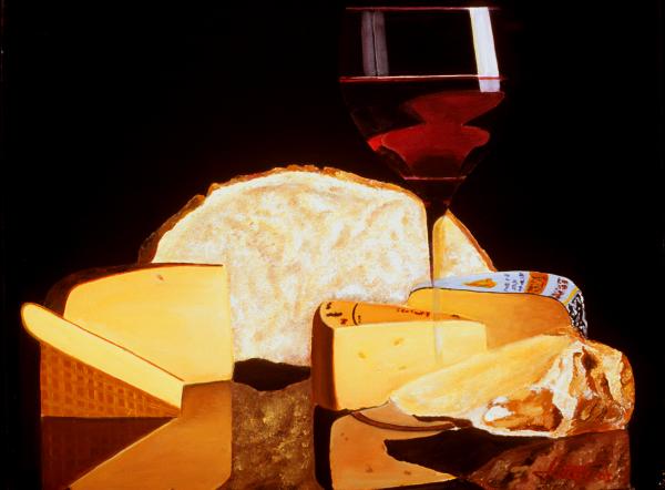 Wine and Cheese Painting - Wine and Cheese Fine Art Print