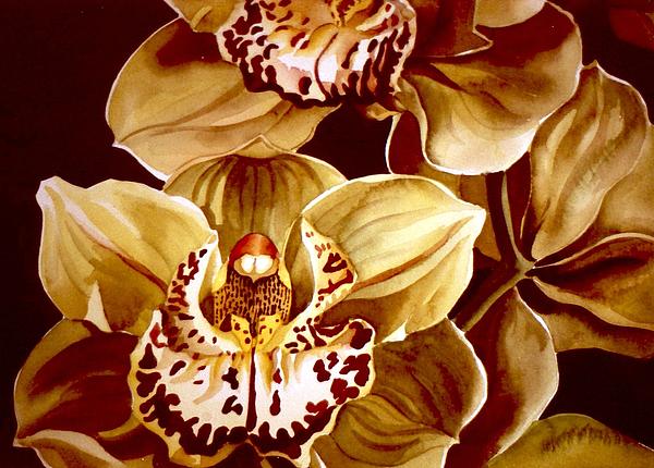 Yellow Cymbidium Orchid Painting  - Yellow Cymbidium Orchid Fine Art Print