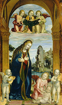  Painting - Madonna Adoring The Child With Musical Angels by Bernardo Zenale