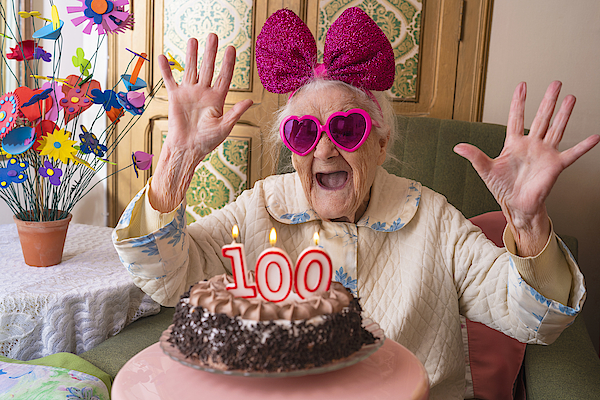 100 Years Old Birthday Cake To Old Woman Photograph by Mediterranean