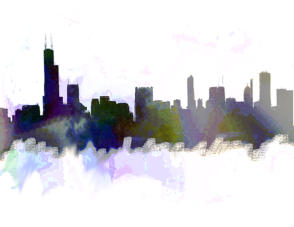Chicago Skyline Color Painting by Enki Art