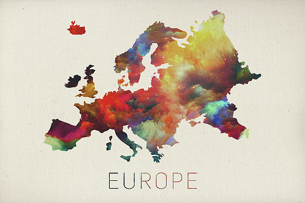 Watercolor Map Of Europe Mixed Media by Design Turnpike