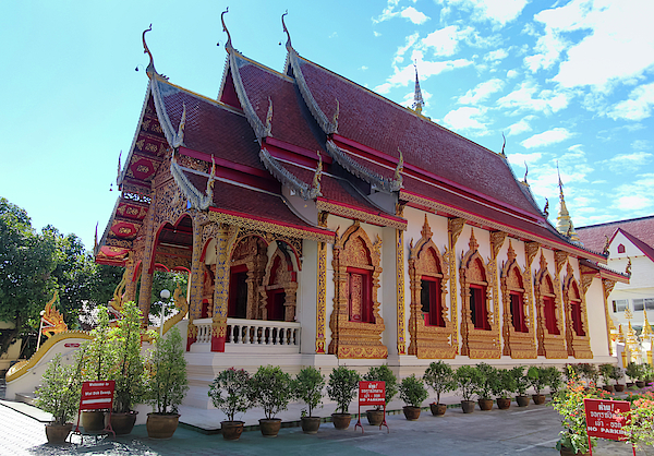 Architecture Photograph - A View of Wat Dok Euang, Old City, Chiang Mai, Thailand by Derrick Neill
