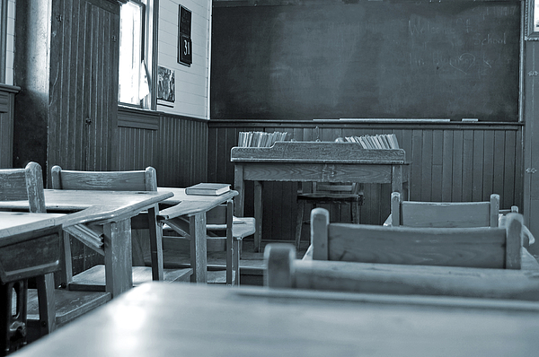Vintage Classroom in Black and White #1 Photograph by Wwing