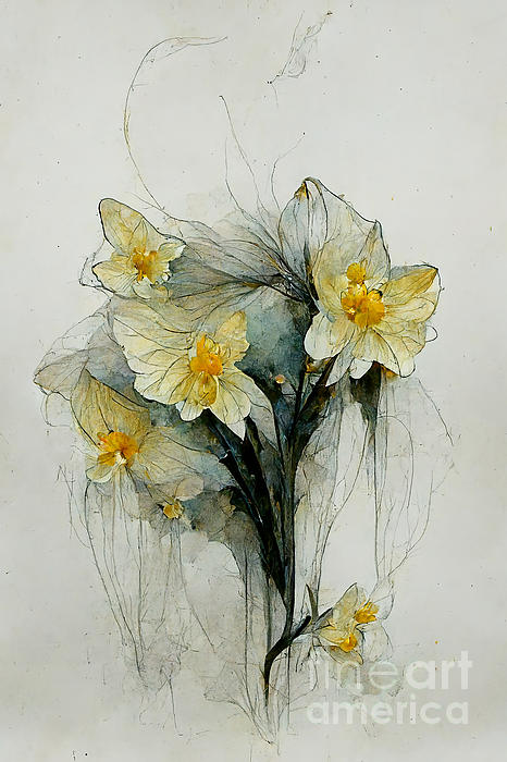 Flower Digital Art - Daffodils #12 by Sabantha