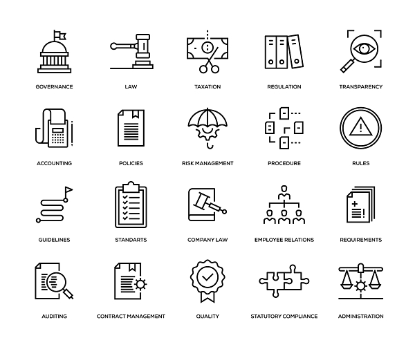 Compliance Icon Set Drawing by Enis Aksoy