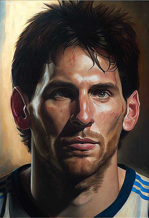 Fantasy Painting - Footbal  Star  Lionel  Messi  masterful  photoreal  by Asar Studios #2 by Celestial Images