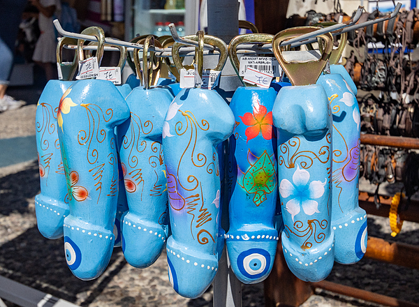 Penis Bottle Openers in Firá on Santorini in South Aegean Islands, Greece Photograph by Moonstone Images