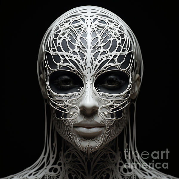 Pattern  - 3d Within the confines of a silicon mask woman  by Asar Studios by Celestial Images