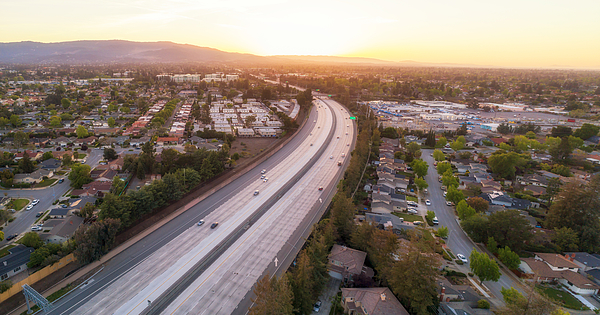 Aerial Of Highway 280 in Silicon Valley. Cupertino, USA Photograph by Jonathan Clark